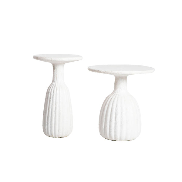 Lh Imports Accent Side Table - Low: Elevate Your Home Decor With This Stylish And Functional Furniture Piece White Ivory Concrete,Plaster Acc033-l