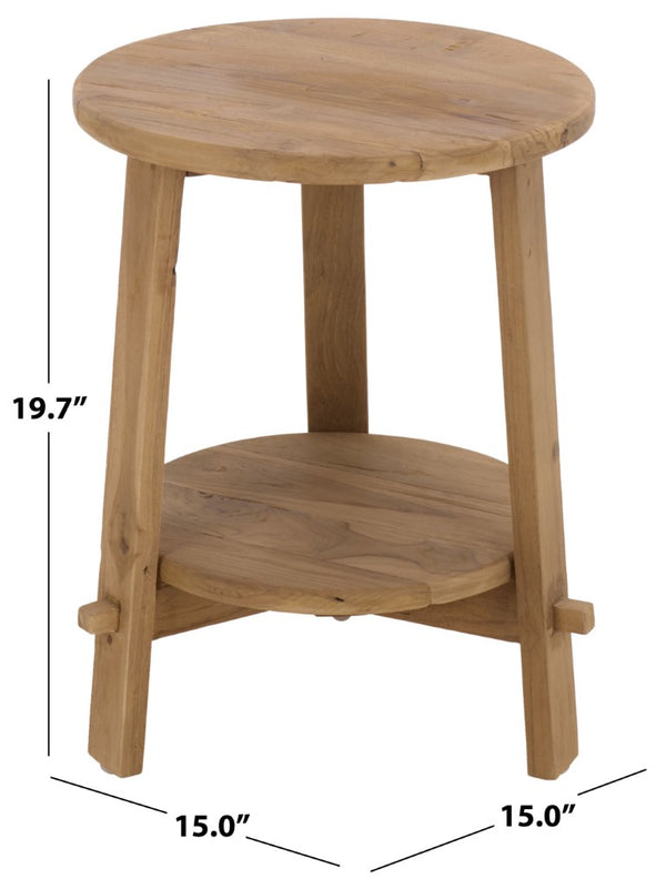 Safavieh Springs Solid Teak Accent Table Organic Natural Grain Compact Square Living Room Side ACC1000A