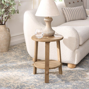 Safavieh Springs Solid Teak Accent Table Organic Natural Grain Compact Square Living Room Side ACC1000A
