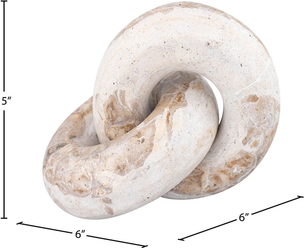 Meridian Furniture Knot Sculpture Handcrafted Marble Art Deco Tabletop Accent with Natural Veining for Console Table Beige 6" W x 6" D x 5" H ACC101-Beige