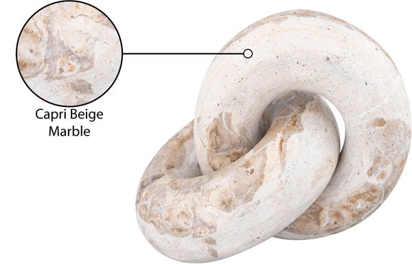 Meridian Furniture Knot Sculpture Handcrafted Marble Art Deco Tabletop Accent with Natural Veining for Console Table Beige 6" W x 6" D x 5" H ACC101-Beige
