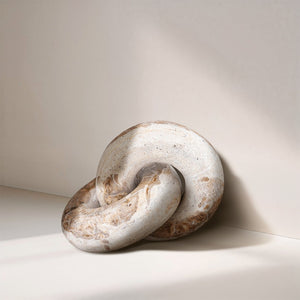 Meridian Furniture Knot Sculpture Handcrafted Marble Art Deco Tabletop Accent with Natural Veining for Console Table Beige 6" W x 6" D x 5" H ACC101-Beige