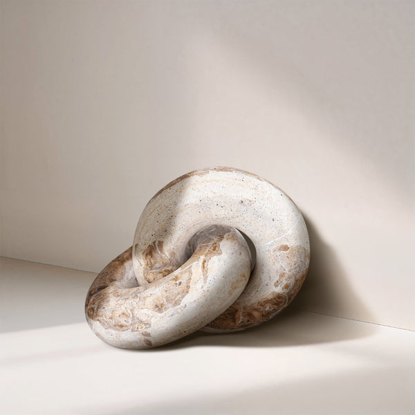 Meridian Furniture Knot Sculpture Handcrafted Marble Art Deco Tabletop Accent with Natural Veining for Console Table Beige 6" W x 6" D x 5" H ACC101-Beige