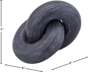 Meridian Furniture Knot Sculpture Handcrafted Marble Art Deco Tabletop Accent with Natural Veining for Console Table Black 6" W x 6" D x 5" H ACC101-Black