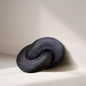 Meridian Furniture Knot Sculpture Handcrafted Marble Art Deco Tabletop Accent with Natural Veining for Console Table Black 6" W x 6" D x 5" H ACC101-Black