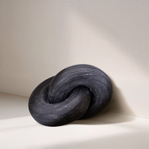 Meridian Furniture Knot Sculpture Handcrafted Marble Art Deco Tabletop Accent with Natural Veining for Console Table Black 6" W x 6" D x 5" H ACC101-Black