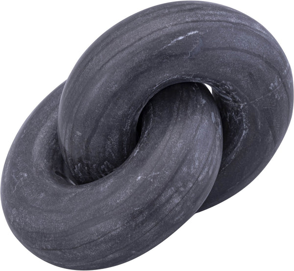 Meridian Furniture Knot Sculpture Handcrafted Marble Art Deco Tabletop Accent with Natural Veining for Console Table Black 6" W x 6" D x 5" H ACC101-Black
