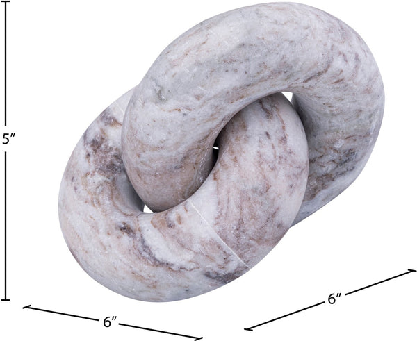 Meridian Furniture Knot Sculpture Handcrafted Marble Art Deco Tabletop Accent with Natural Veining for Console Table Brown 6" W x 6" D x 5" H ACC101-Brown