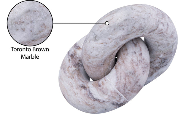 Meridian Furniture Knot Sculpture Handcrafted Marble Art Deco Tabletop Accent with Natural Veining for Console Table Brown 6" W x 6" D x 5" H ACC101-Brown