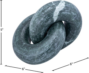 Meridian Furniture Knot Sculpture Handcrafted Marble Art Deco Tabletop Accent with Natural Veining for Console Table Green 6" W x 6" D x 5" H ACC101-Green