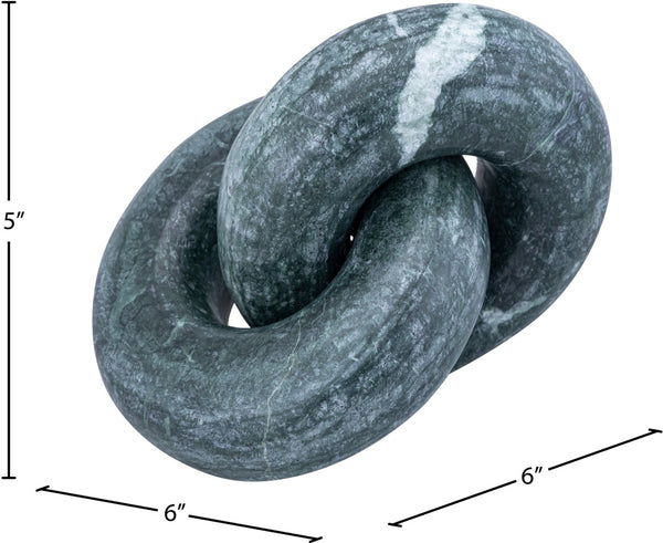 Meridian Furniture Knot Sculpture Handcrafted Marble Art Deco Tabletop Accent with Natural Veining for Console Table Green 6" W x 6" D x 5" H ACC101-Green