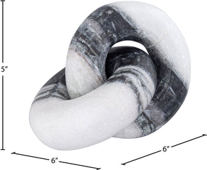 Meridian Furniture Knot Sculpture Handcrafted Marble Art Deco Tabletop Accent with Natural Veining for Console Table Panda 6" W x 6" D x 5" H ACC101-Panda