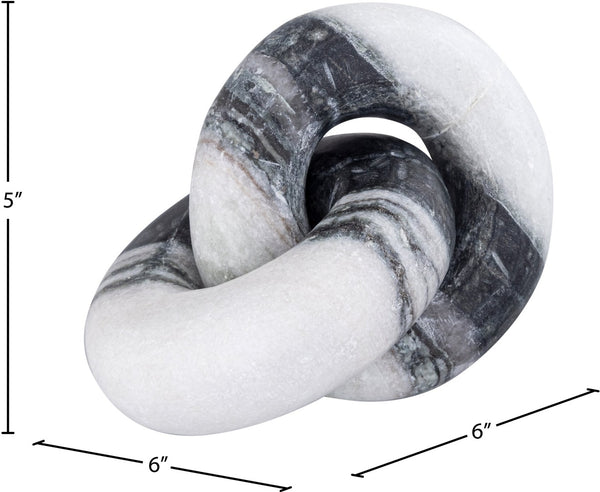 Meridian Furniture Knot Sculpture Handcrafted Marble Art Deco Tabletop Accent with Natural Veining for Console Table Panda 6" W x 6" D x 5" H ACC101-Panda