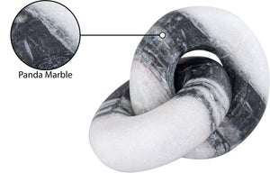 Meridian Furniture Knot Sculpture Handcrafted Marble Art Deco Tabletop Accent with Natural Veining for Console Table Panda 6" W x 6" D x 5" H ACC101-Panda
