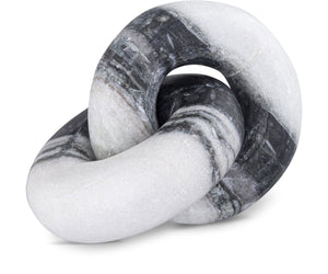 Meridian Furniture Knot Sculpture Handcrafted Marble Art Deco Tabletop Accent with Natural Veining for Console Table Panda 6" W x 6" D x 5" H ACC101-Panda