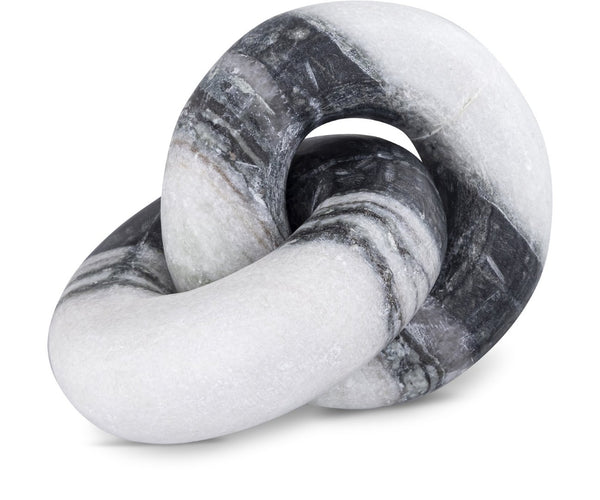 Meridian Furniture Knot Sculpture Handcrafted Marble Art Deco Tabletop Accent with Natural Veining for Console Table Panda 6" W x 6" D x 5" H ACC101-Panda
