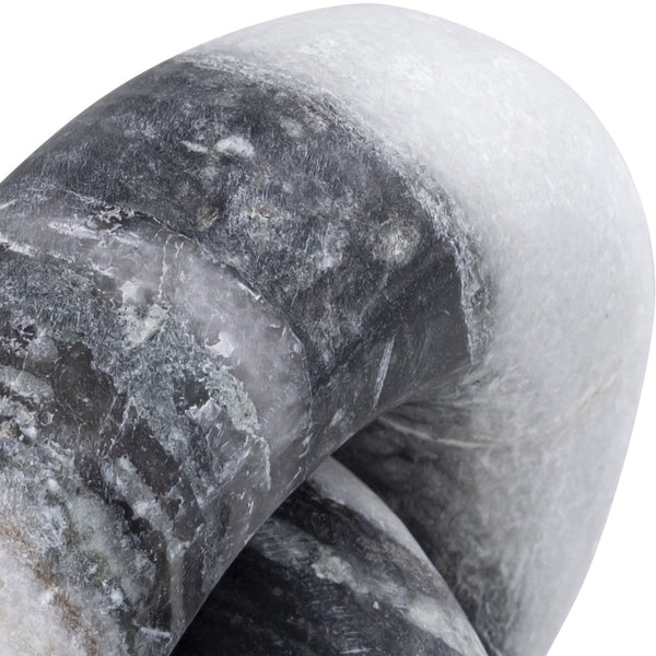 Meridian Furniture Knot Sculpture Handcrafted Marble Art Deco Tabletop Accent with Natural Veining for Console Table Panda 6" W x 6" D x 5" H ACC101-Panda