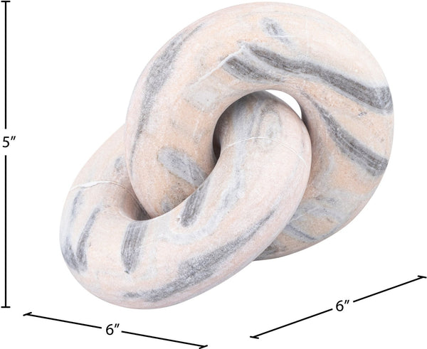 Meridian Furniture Knot Sculpture Handcrafted Marble Art Deco Tabletop Accent with Natural Veining for Console Table Pink 6" W x 6" D x 5" H ACC101-Pink