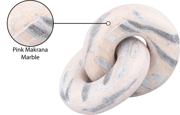 Meridian Furniture Knot Sculpture Handcrafted Marble Art Deco Tabletop Accent with Natural Veining for Console Table Pink 6" W x 6" D x 5" H ACC101-Pink