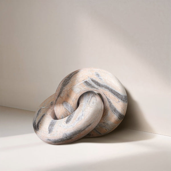 Meridian Furniture Knot Sculpture Handcrafted Marble Art Deco Tabletop Accent with Natural Veining for Console Table Pink 6" W x 6" D x 5" H ACC101-Pink