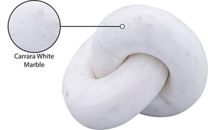 Meridian Furniture Knot Sculpture Handcrafted Marble Art Deco Tabletop Accent with Natural Veining for Console Table White 8" W x 5.5" D x 4" H ACC101-White