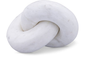 Meridian Furniture Knot Sculpture Handcrafted Marble Art Deco Tabletop Accent with Natural Veining for Console Table White 8" W x 5.5" D x 4" H ACC101-White