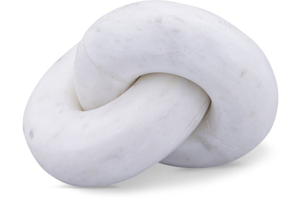 Meridian Furniture Knot Sculpture Handcrafted Marble Art Deco Tabletop Accent with Natural Veining for Console Table White 8" W x 5.5" D x 4" H ACC101-White