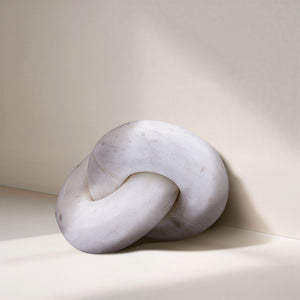 Meridian Furniture Knot Sculpture Handcrafted Marble Art Deco Tabletop Accent with Natural Veining for Console Table White 8" W x 5.5" D x 4" H ACC101-White