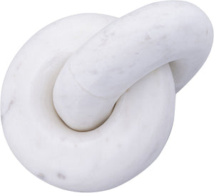 Meridian Furniture Knot Sculpture Handcrafted Marble Art Deco Tabletop Accent with Natural Veining for Console Table White 8" W x 5.5" D x 4" H ACC101-White