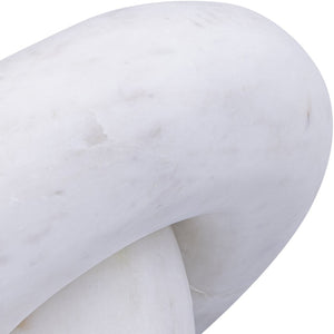 Meridian Furniture Knot Sculpture Handcrafted Marble Art Deco Tabletop Accent with Natural Veining for Console Table White 8" W x 5.5" D x 4" H ACC101-White