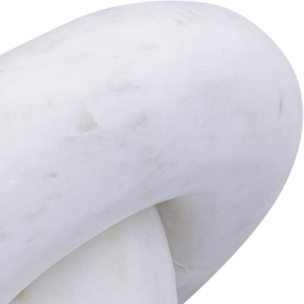 Meridian Furniture Knot Sculpture Handcrafted Marble Art Deco Tabletop Accent with Natural Veining for Console Table White 8" W x 5.5" D x 4" H ACC101-White