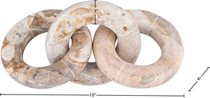 Meridian Furniture Rings Genuine Marble Sculptural Chain Link Handcrafted Art Deco Tabletop Accent Object Beige ACC102-Beige