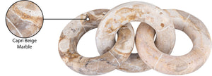 Meridian Furniture Rings Genuine Marble Sculptural Chain Link Handcrafted Art Deco Tabletop Accent Object Beige ACC102-Beige
