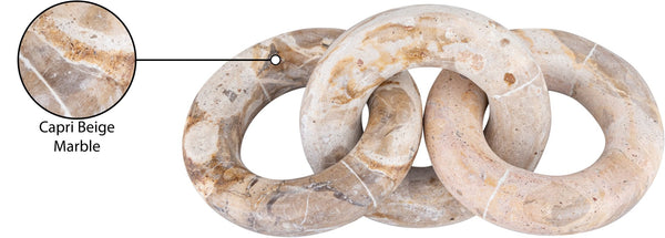 Meridian Furniture Rings Genuine Marble Sculptural Chain Link Handcrafted Art Deco Tabletop Accent Object Beige ACC102-Beige
