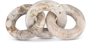 Meridian Furniture Rings Genuine Marble Sculptural Chain Link Handcrafted Art Deco Tabletop Accent Object Beige ACC102-Beige