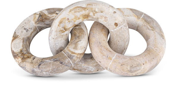 Meridian Furniture Rings Genuine Marble Sculptural Chain Link Handcrafted Art Deco Tabletop Accent Object Beige ACC102-Beige