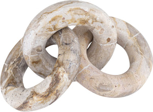 Meridian Furniture Rings Genuine Marble Sculptural Chain Link Handcrafted Art Deco Tabletop Accent Object Beige ACC102-Beige