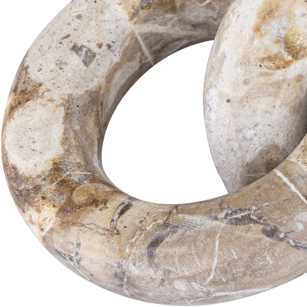 Meridian Furniture Rings Genuine Marble Sculptural Chain Link Handcrafted Art Deco Tabletop Accent Object Beige ACC102-Beige