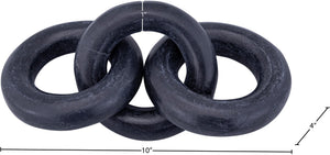 Meridian Furniture Rings Genuine Marble Sculptural Chain Link Handcrafted Art Deco Tabletop Accent Object Black ACC102-Black