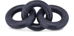 Meridian Furniture Rings Genuine Marble Sculptural Chain Link Handcrafted Art Deco Tabletop Accent Object Black ACC102-Black