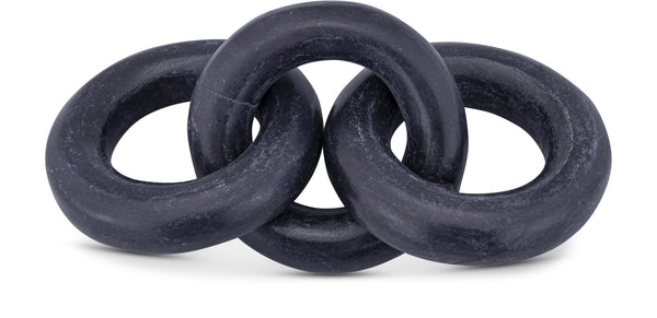 Meridian Furniture Rings Genuine Marble Sculptural Chain Link Handcrafted Art Deco Tabletop Accent Object Black ACC102-Black