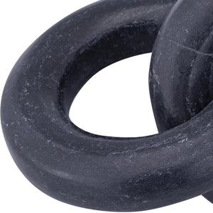 Meridian Furniture Rings Genuine Marble Sculptural Chain Link Handcrafted Art Deco Tabletop Accent Object Black ACC102-Black