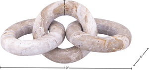 Meridian Furniture Rings Genuine Marble Sculptural Chain Link Handcrafted Art Deco Tabletop Accent Object Brown ACC102-Brown