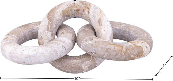 Meridian Furniture Rings Genuine Marble Sculptural Chain Link Handcrafted Art Deco Tabletop Accent Object Brown ACC102-Brown