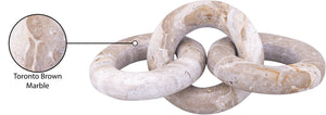 Meridian Furniture Rings Genuine Marble Sculptural Chain Link Handcrafted Art Deco Tabletop Accent Object Brown ACC102-Brown