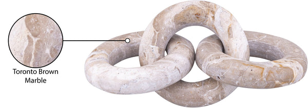 Meridian Furniture Rings Genuine Marble Sculptural Chain Link Handcrafted Art Deco Tabletop Accent Object Brown ACC102-Brown
