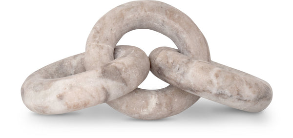 Meridian Furniture Rings Genuine Marble Sculptural Chain Link Handcrafted Art Deco Tabletop Accent Object Brown ACC102-Brown