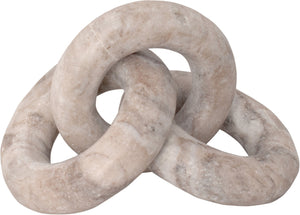 Meridian Furniture Rings Genuine Marble Sculptural Chain Link Handcrafted Art Deco Tabletop Accent Object Brown ACC102-Brown