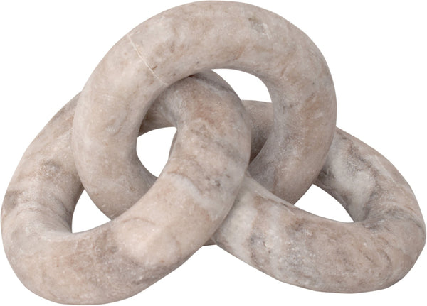 Meridian Furniture Rings Genuine Marble Sculptural Chain Link Handcrafted Art Deco Tabletop Accent Object Brown ACC102-Brown