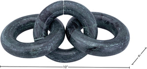 Meridian Furniture Rings Genuine Marble Sculptural Chain Link Handcrafted Art Deco Tabletop Accent Object Green ACC102-Green